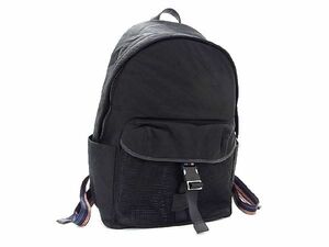 1円 ■極美品■ Paul Smith ポールスミス コットン リュックサック バックパック デイパック メンズ レディース ブラック系 AU6288