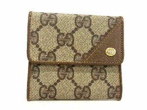 1円 ■美品■ GUCCI グッチ 64 03 720 オールドグッチ ヴィンテージ GG柄 PVC コインケース コインパース 小銭入れ ブラウン系 AW1165