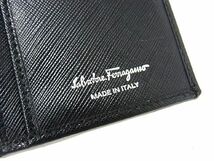 1円 ■美品■ Salvatore Ferragamo フェラガモ ヴァラリボン レザー 二つ折り 長財布 ウォレット レディース ブラック系 AU6901_画像6