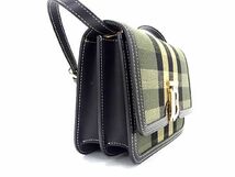 ■新品同様■ BURBERRY バーバリー TBロゴ キャンバス×レザー クロスボディ ショルダーバッグ レディース グリーン系×ブラック系 AW1035_画像2