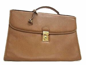 1円■美品■ Salvatore Ferragamo フェラガモ レザー ハンドバッグ ビジネスバッグ ブリーフケース メンズ ブラウン系 AV4620