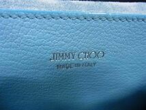 1円 ■極美品■ JIMMY CHOO ジミーチュウ マデリン レザー クロスボディ ショルダーバッグ ポシェット 斜め掛けかばん ブルー系 AT7535_画像6