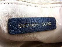 1円 ■極美品■ MICHAEL KORS マイケルコース レザー チェーン ハンドバッグ トート ショルダー 肩掛け レディース ネイビー系 AT8403_画像6