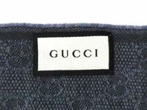 1円 GUCCI グッチ GG柄 フリンジ スカーフ ストール ショール マフラー 防寒具 レディース メンズ ブルー系×ボルドー系 AT4426_画像4