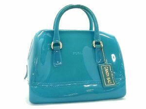 1円 ■美品■ FURLA フルラ キャンディバッグ ラバー ハンドバッグ ミニボストン レディース ブルー系 AT8332