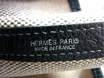 1円 HERMES エルメス ガーデンパーティPM キャンバス×レザー トートバッグ ハンドバッグ レディース ベージュ系×ブラック系 AW1591_画像6