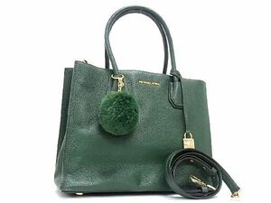 1円 ■美品■ MICHAEL KORS マイケルコース レザー 2WAY ハンドバッグ トート ショルダー レディース グリーン系 AT8407