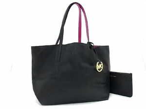 1円 ■美品■ MICHAEL KORS マイケルコース レザー ポーチ付き ハンドバッグ トート ショルダー 肩掛け レディース ブラック系 AT8396