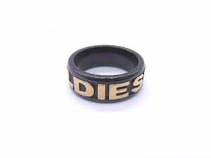 ■美品■ DIESEL ディーゼル スチール リング 指輪 アクセサリー 約16号 メンズ レディース ブラック系×ゴールド系 DD6440