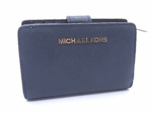 ■美品■ MICHAEL KORS マイケルコース レザー 二つ折り 財布 ウォレット 札入れ 小銭入れ レディース ネイビー系 DD5648