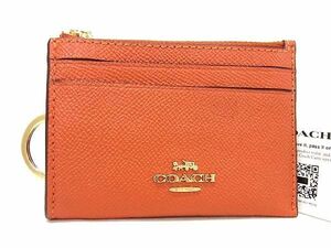 1円 ■美品■ COACH コーチ 88250 レザー コインケース コインパース 小銭入れ カード入れ 定期入れ レディース オレンジ系 AU8893