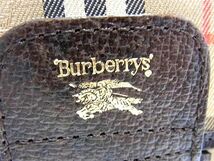 1円 ■美品■ Burberrys バーバリーズ ナイロンキャンバス×レザー チェック柄 クラッチバッグ セカンドバッグ ブラウン系 AT7818_画像5