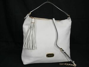 1円 ■美品■ MICHAEL KORS マイケルコース レザー タッセル 2WAY ハンドバッグ ショルダー 斜め掛けかばん ホワイト系 BH1230