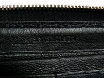 1円 ■美品■ BALENCIAGA バレンシアガ レザー ラウンドファスナー 長財布 ウォレット 小銭入れ 札入れ ブラック系 AX0206_画像5