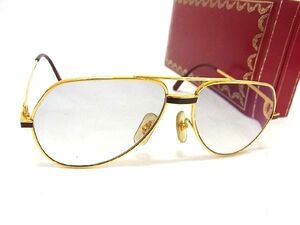 1円 ■美品■ Cartier カルティエ 130 度入り メガネ 眼鏡 めがね レディース メンズ ゴールド系×レンズ クリア AX0149