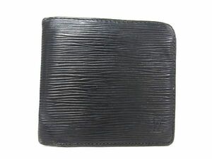 1円 LOUIS VUITTON ルイヴィトン M63652 エピ ポルトフォイユ マルコ 二つ折り 財布 ウォレット メンズ ノワール ブラック系 AX0515