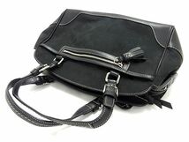 1円 ■美品■ COACH コーチ 6828 シグネチャー キャンバス×レザー タッセル ハンドバッグ ミニボストンバッグ ブラック系 AT7697_画像3