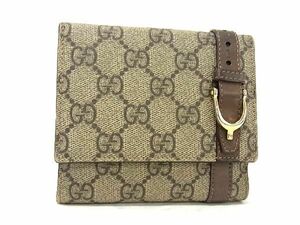 1円 GUCCI グッチ 309755 2184 GG柄 PVC 二つ折り 財布 ウォレット 小銭入れ 札入れ カード入れ レディース ベージュ系 AT8493