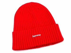 1円 ■美品■ Supreme シュプリーム コットン100％ ビーニー ニット帽 ニットキャップ 帽子 メンズ レディース レッド系 AU5728