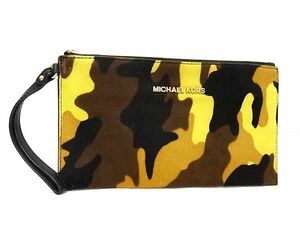 1円 ■美品■ MICHAEL KORS マイケルコース ハラコ カモフラージュ柄 オーガナイザー カードケース マルチケース イエロー系 CB1696