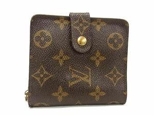 1円 LOUIS VUITTON ルイヴィトン M61667 モノグラム USA アメリカ製 コンパクトジップ 二つ折り 財布 ウォレット ブラウン系 AT9428