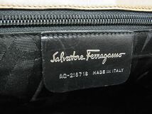 1円 Salvatore Ferragamo フェラガモ AQ-218718 ヴァラ レザー ショルダーバッグ トートバッグ 肩掛け レディース ブラウン系 AT7881_画像6