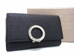 1円 ■極美品■ BVLGARI ブルガリブルガリ レザー 6連 キーケース 鍵入れ レディース ブラック系 AT9345