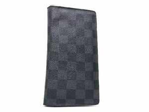 1円 LOUIS VUITTON ルイヴィトン M62665 ダミエグラフィット ポルトフォイユ ブラザ 二つ折り 長財布 ウォレット ブラック系 AT8844