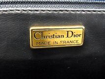 1円 ChristianDior クリスチャンディオール ヴィンテージ レザー ショルダーバッグ トートバッグ 肩掛け レディース ネイビー系 AX0300_画像6