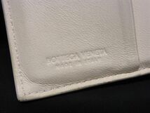 1円 BOTTEGA VENETA ボッテガヴェネタ イントレチャート レザー 二つ折り 財布 ウォレット レディース メンズ ホワイト系 AT9183_画像6