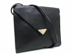 1円 ■美品■YVESSAINTLAURENT イヴサンローラン ヴィンテージ レザー クロスボディ ショルダーバッグ 斜め掛けかばん ブラック系 BG6683