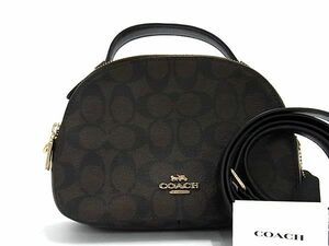 1円 ■極美品■ COACH コーチ 1591 シグネチャー PVC×レザー 2WAY クロスボディ ハンドバッグ ショルダー ブラウン系×ブラック系 AS6234