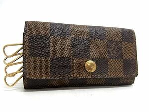 1円 ■美品■ LOUIS VUITTON ルイヴィトン N62631 ダミエ ミュルティクレ4 4連 キーケース 鍵入れ メンズ レディース ブラウン系 BG6883