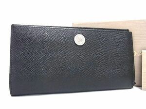 1円 ■美品■ BVLGARI ブルガリ レザー 二つ折り 長財布 ウォレット 小銭入れ 札入れ カード入れ レディース ブラック系 AT8601