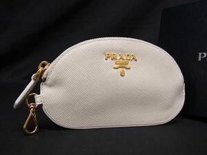 ■極美品■ PRADA プラダ サフィアーノレザー コインケース コインパース 小銭入れ レディース アイボリー系 AT5869