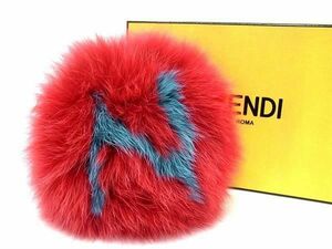 # as good as new # FENDI Fendi fur initial pompon charm key holder bag charm red group AU7641