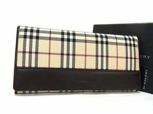 ■新品■未使用■ BURBERRY バーバリー ノバチェック ナイロンキャンバス 二つ折り 長財布 ウォレット ベージュ系 AT9081