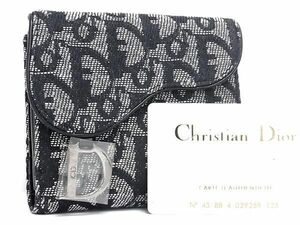 ■新品■未使用■ ChristianDior ディオール トロッター キャンバス 二つ折り 財布 ウォレット レディース ブラック系 AX0160
