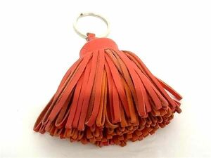 HERMES Hermes karu men leather silver metal fittings tassel bag charm key holder key ring orange series AW0637