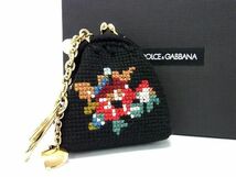 ■新品■未使用■ DOLCE＆GABBANA ドルチェ&ガッバーナ キャンバス がま口 キーホルダー チャーム マルチケース ブラック系 AU7640_画像1