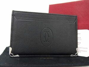 ■新品同様■ Cartier カルティエ マストライン レザー カード入れ カードケース レディース メンズ ブラック系 AU8002