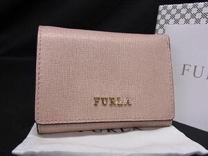 ■新品同様■ FURLA フルラ レザー 三つ折り 財布 ウォレット 小銭入れ 札入れ レディース ピンク系 BI0438