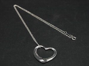 1円 ■極美品■ TIFFANY＆Co ティファニー エルサペレッティ オープンハート SV925 ビッグ ネックレス アクセサリー シルバー系 AN5400