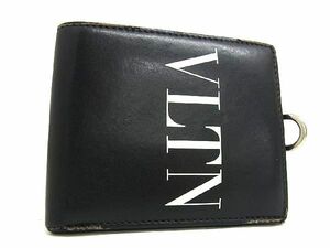 1円 VALENTINO ヴァレンティノ レザー 二つ折り 財布 ウォレット レディース メンズ ブラック系 CC1317