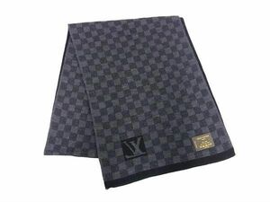 1円 ■極美品■ LOUIS VUITTON ルイヴィトン 402330 ダミエグラフィット エシャルプ プティ マフラー ストール メンズ ブラック系 BI0754