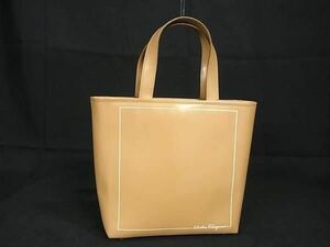 1円 ■美品■ Salvatore Ferragamo フェラガモ DJ-21 8210 レザー ハンドバッグ ミニトート レディース ベージュ系 AU6299