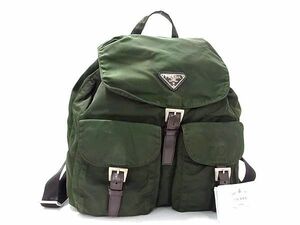 1円 PRADA プラダ テスートナイロン 巾着型 リュックサック バックパック レディース メンズ カーキ系 BH1286