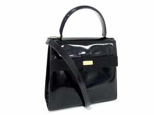 1円 ■美品■ Salvatore Ferragamo フェラガモ L21 5301 ヴァラリボン レザー 2WAY ショルダーバッグ ハンドバッグ ブラック系 AU6269