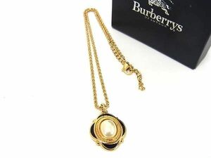 1円 ■極美品■ Burberrys バーバリーズ パール ネックレス アクセサリー レディース ゴールド系 BH1053