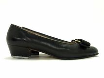 1円 Salvatore Ferragamo フェラガモ ヴァラリボン レザー ヒール パンプス サイズ 5 (約22.5cm) 靴 シューズ ブラック系 AT9733_画像2